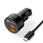 AUKEY CC-T8 likiire autolaadija 2xUSB 3.0 6A 36W + mikro-USB kaabel 1m