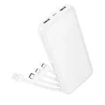 Poweripank Hoco 10000 mAh 2A nelja sisaldava kaabliga USB A + USB C + Lightning + Micro USB J163, valge