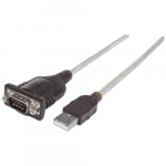 Manhattan USB-A to Serial Converter kaabel, 45 cm, mees-mees, Serial/RS232/COM/DB9, Prolific PL-2303RA kiip, ICUSB232V2 ekvivalent, must/hbe kaabel, kolmeaastane garantii, polkott