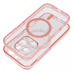 CLEAR MAG COVER case with camera protection compatible with MagSafe for IPHONE 16 pink glitter