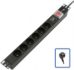 Lanview POWER STRIP 19"" - 6 WAYS - 1U - WITH SWITCH AND SURGE PROTECT