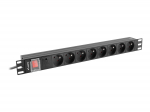 LANBERG PDU 19" 1U 16A 8x PL 2m must voolukaitsme riba