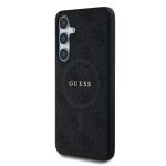 GUESS Nahkpuust 4G vrvilise ringi MagSafe kaitsja Samsung Galaxy S25 Plus jaoks