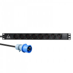 Lanview 19"" rack mount power strip, 1U, 16A with 8 x Schuko type