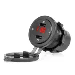 Amio Veekindel telefonilaadij punase LED-indikaatoriga, digitaalne voltmeter, 2x USB-C, 12/24V -04225