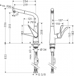 Hansgrohe Metris M71 320 Pull-Out Spout 1jet Chrome