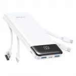 Charmast W1148 Power Bank | 10,000 mAh | 15W | USB-A, USB-C, Lightning, Micro USB | white