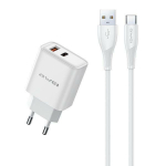 AWEI vrgutasu. PD81T-EU 22,5W + USB-kaabel + USB-C valge/valge GaN