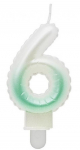 GoDan Ballon type Cake Candle topper Number 6 (7cm) White/Green Ombre
