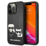 Karl Lagerfeld KLHCP13LPCUSKCBK iPhone 13 Pro / 13 6,1" must/musta karvkattega Ikonik Karl AND Choupette kaitsembris