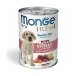 Monge Koer Fresh Puppy Chunks in Loaf Veal with Vegetables tisvimeline mrkkas toit vealiha ja kgiviljadega koerataustastele, 400 g