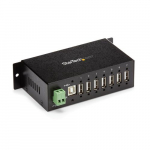 StarTech.com 7-pordne USB 2.0 hub - metalline tstuslik USB-A hubiga kaitsega ESD AND 350W lejkivastega - Din Rail, seina vi laua kinnitav - TAA vastavus USB laiendus hub