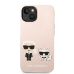 Karl Lagerfeld ja Choupette vedel silikoontomukaitse iPhone'ile 14 Plus / roosa