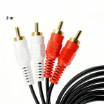 Riff RF990 2x RCA-st 2x RCA-sse helikaabel 3 m kullatud pistikud Must