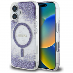 GUESS Etui HC Resin Bottom Glitter do iPhone 16 MagSafe fioletowy