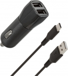 Wave autolaadija, kahe USB-pistikuga + C-tpi kaabel, 15,5 W (-AL3-TYPEC-1M)
