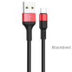 Hoco USB-kaabel A-st USB-C-sse, 2A, 1 m, X26, must/punane