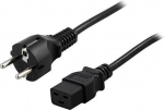 Deltaco -maandatud seadmekaabel, sirge CEE 7/7 - sirge IEC 60320 C19 (DEL-111T)