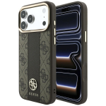 Etui Guess 4G with Stripe Round and Classic Logos MagSafe do iPhone 18 Pro / 17 Pro brzowy