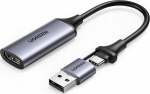 . Ugreen CM489 40189 HDMI (naiseline) - USB-A / USB-C (meeseline) - hall