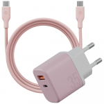 Energea Bazic GoPort Velox USB-C/USB-A 35W GaN laadimisadapter roosaga kaabeliga