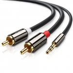 UGREEN 10584 helikaabel 2 m 2 x RCA 3,5mm Must