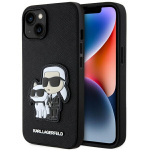 Karl Lagerfeld KLHCP14SSANKCPK iPhone 14 / 15 / 13 6.1" karvkattega kaitsembris must/must Saffiano Karl AND Choupette