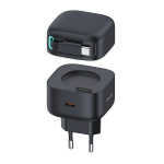 USAMS Vrgutasu. 1xUSB-C sissetmmatava kaabliga USB-C sissetmmatav PD+QC 35W Gan kiirlaadimine must/must XMF seeria CC202TC01 (US-CC202)