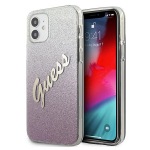 GUESS GUHCP12SPCUGLSPI iPhone 12 mini 5,4" rowy/pink hardcase Glitter Gradient Script