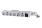 Mercodan 6-plugiga schuko, m. llitiga 1,5m, valge, H05VV-F