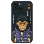 NIMMY case COOL AND CUTE 2.0 Monkey iPhone'i 15 musta vrvi jaoks