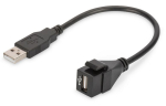 Digitus USB 2.0 keystone-moodul USB-A pistikust USB-A pesa (must, 16 cm kaabliga)