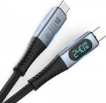 RoGer PD24VB USB-C 4.0 kaabel voltmeetriga PD240W / 40Gbps / 8K60Hz / 1m
