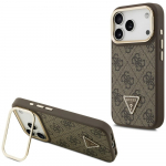 GUESS Etui 4G PU Triangle Logo AND Stand iPhone 17 Pro brzowy