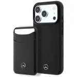 Mercedes Kunderset must Grill-mustri ja kaardikotiga nahast MagSafe iPhone 18 Pro / 17 Pro jaoks