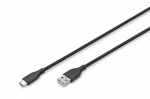 Digitus USB 2.0 kabel, tp C, silikoni/St/St, 0,5m, must