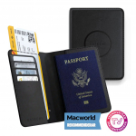Satechi Vega puuduline nahk FindAll Passiportkotiga integreeritud Apple Find My Tracker ja RFID turvussteem - Must