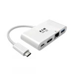 TRIPP LITE U444-06N-HGU-C USB-C mitmeportne adapter HDMI, USB 3.x (5Gbps) slearvutiport, Gigabit Ethernet, 60W PD laadimine, HDCP, valge