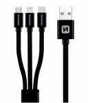 Swissten Tekstiilne Universal 3in1 USB-C / Lightning MFI andmedega / MircoUSB kaabel / 1,2m