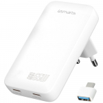 4smarts FlatPlug Slim Dual 65W GaN 2xUSB-C vrgulaadija valge