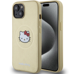 Hello Kitty HKHMP14SPGHCKD iPhone 14 / 15 / 13 6.1" zoty / kuldne kvakott nahast Kitty Head MagSafe
