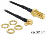 Delock 88472 koaksiaal kaabel 0,32 m MMCX RP-SMA kullatud, must