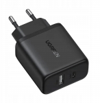 UGREEN X227 20W GaN USB-A, USB-C seinlaadija, must