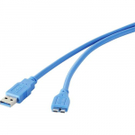 Renkforce RF-4264542 USB-kaabel USB 3.2 Gen 1 (3.1 Gen 1) 1 m USB A Micro-USB B Sinine