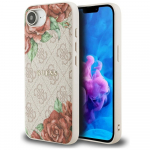 GUESS 4G Flowers Print MagSafe mbris iPhone 16e jaoks roosa