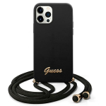 GUESS GUHCP12MLSCLMGBK iPhone 12/12 Pro 6,1" must/musta karbikatte metalllogo nriga
