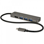 StarTech.com USB-C mitmepordiline adapter USB-C to HDMI 2.0b 4K 60Hz (HDR10), 100W toitejaotus lbipsu funktsiooniga, 4-port USB 3.0 jaotur USB Type-C minidok 12 (30cm) pikkusega kinnitatud kaabel