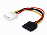 Equip SATA 15-pin to 5.25 toitekabel, must, 0,15 m, PVC, poleteenkott