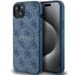 GUESS GUHMP15SG4GFRB iPhone 15 / 14 / 13 6,1" sinine kvakott 4G kollektsioon nahast metallist logo MagSafe