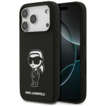 Karl Lagerfeld Silikoonist etui Karl Sketch AND Logo MagSafe iPhone 17 Pro jaoks, must